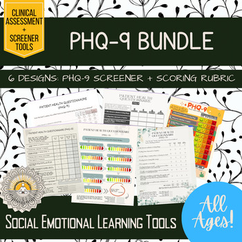 Preview of *BUNDLE* | PHQ-9 | Printable Assessment | 6 Unique Designs | with EASEL Version