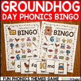 Groundhog Day Activity, Phonics Bingo, No-Prep CVC Decodable Game
