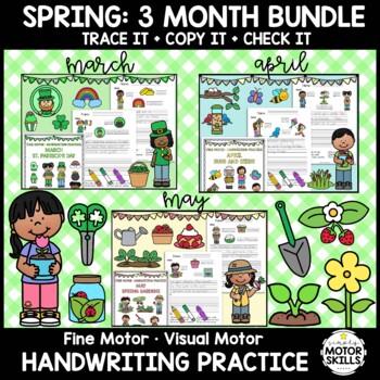 Preview of *BUNDLE* SPRING • Mar Apr May • Trace Copy Check • Handwriting Packets
