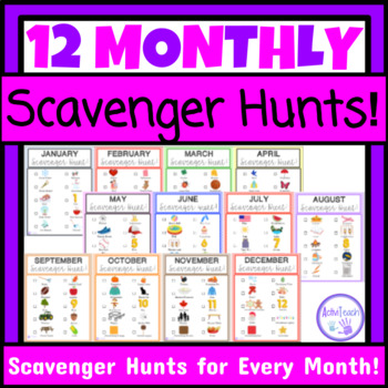 Preview of 12 Scavenger Hunt Activities for Every Month Preschool Elementary Special Ed