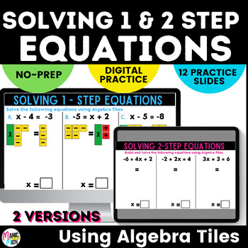 Preview of **BUNDLE** Solving 1 & 2 Step Equations Using Algebra Tiles on Google Slides