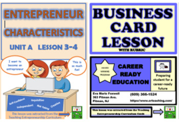 Preview of REAL WORLD LIFE SKILLS Entrepreneur Characteristics and Business Card