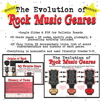 Preview of *BUNDLE* The Evolution of Rock Music Genres: PDF/GOOGLE SLIDES BUNDLE