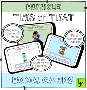 Preview of *BUNDLE*- This or That" Decoding CVC Words BOOM Cards