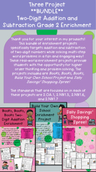 Preview of **BUNDLE** Three Grade 2 Two-Digit Addition/Subtraction Math Enrichment Projects