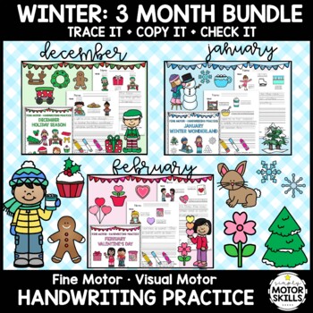 Preview of *BUNDLE* WINTER • Dec Jan Feb • Trace Copy Check • Handwriting Packets
