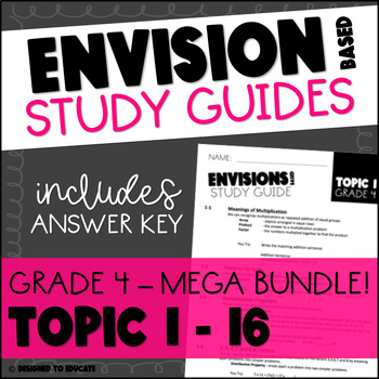 Preview of BUNDLE! enVision Math Topics 1 - 16 Study Guides for Fourth Grade