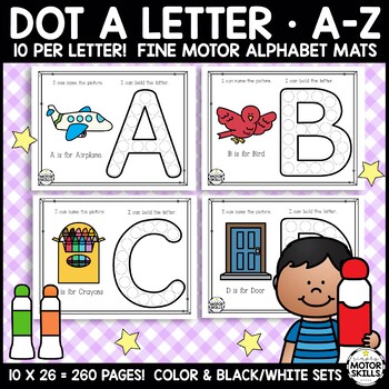 Preview of *BUNDLE* of Dot Marker Alphabet Activities! A-Z, Name Pic + Build Letter