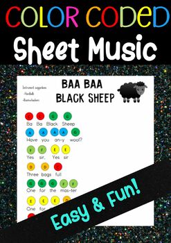 Preview of 'Baa Baa Black Sheep' - Simple sheet music for handbells and boomwhackers