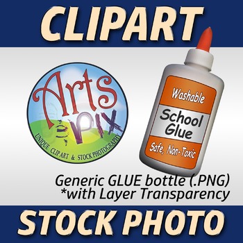 Glue bottles, Glue Sticks and blobs Clipart, Back to School