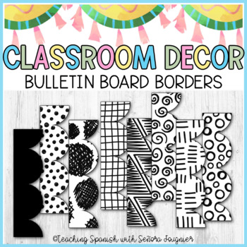 Back to School Printable Bulletin Board Borders Black and White ...