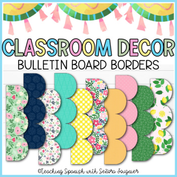 Back to School Printable Bulletin Board Borders FLORAL Classroom Decor