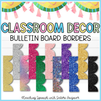 Back to School Printable Bulletin Board Borders Glitter Classroom Decor