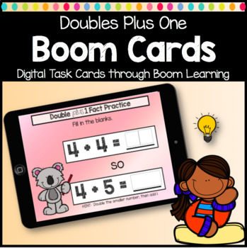 Preview of DISTANCE LEARNING Boom Cards Doubles Plus One | Doubles Addition Facts