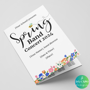 Preview of [Band] Spring Bee Concert Program Template (11"x8.5" printable)