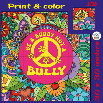 Preview of "Be A Buddy, Not A Bully" Collaborative Coloring Poster, Mental Health Crafts