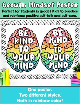 Preview of "Be Kind to Your Mind" Growth Mindset Poster