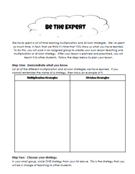 Preview of "Be The Expert" - Multiplication and Division Enrichment Project