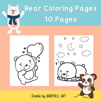 ฺBear Coloring Pages 10 Pages with Bear Large and Coloring Pictures