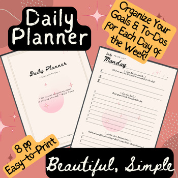 Preview of ~~ Beautiful, Simple Daily Planner -- Goals & To-Dos for Each Weekday ~~