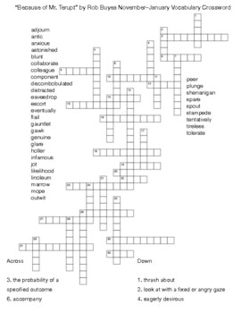 Because of Mr Terupt by Rob Buyea November January Vocabulary Crossword