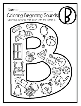 color and find beginning sound worksheets by fun in one two tpt