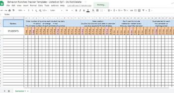 Preview of  Behavior Punches Tracker Template