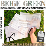 'Beige Green' Detailed Weekly Unit Lesson Plan