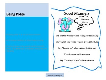Preview of "Being Polite" a character trait
