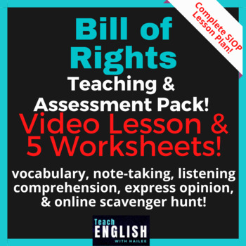 Preview of ⭐ Bill of Rights Complete Unit: Lesson Plan, Worksheets, Video, Opinion Writing