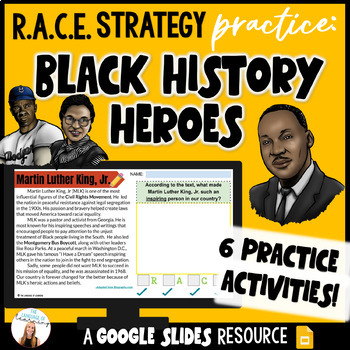 Preview of  Black History Month | 6 RACE Writing Strategy Practice Activities | Test Prep