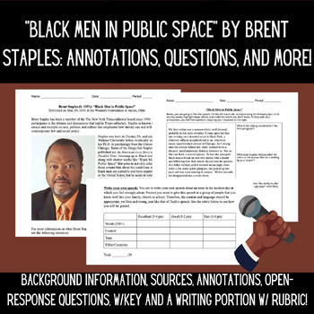 Preview of "Black Men in Public Space" by Brent Staples: Annotations, Questions, and MORE!