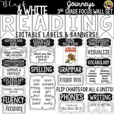 {Black and White} Journeys 3rd Grade Reading Focus Wall Se