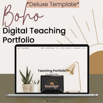 Preview of *Boho* Deluxe Digital Teaching Portfolio | Full Teacher Portfolio Website