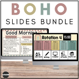 Boho Rainbow Classroom Decor | Daily Slides | Center Rotat