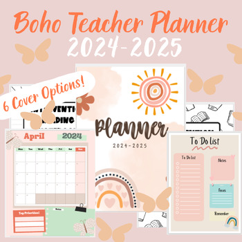 Preview of **Boho Teacher Planner 2024-2025** Editable and Printable**
