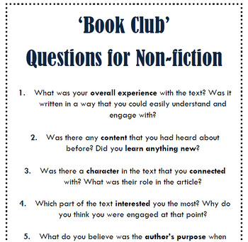 Book Club Questions by Mrs Dee&rsquo;s World