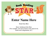 "Book Reading Star" Editable Award Certificate