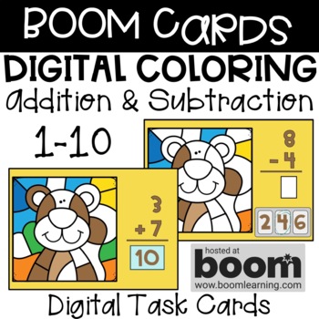 Preview of BOOM Cards - Digital Coloring - Addition & Subtraction 1-10