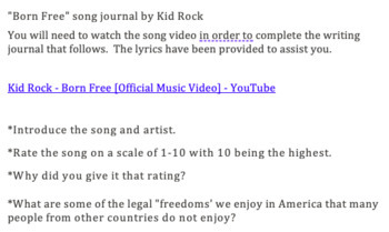 Preview of American Freedoms - "Born Free" - Kid Rock song Writing Prompt