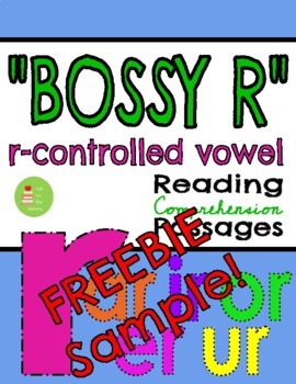 Preview of "Bossy R" r-controlled vowel reading comprehension passages FREEBIE sample