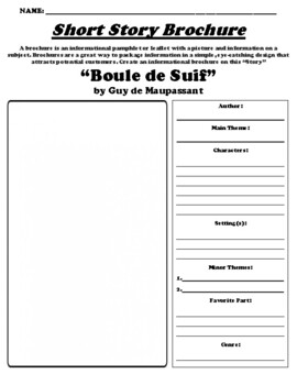 Preview of “Boule de Suif”  by Guy de Maupassant SHORT STORY BROCHURE