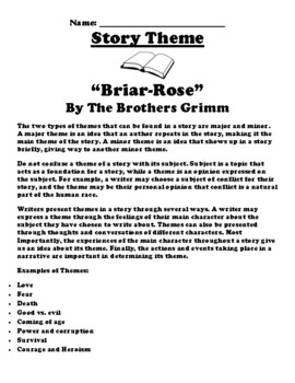 Preview of “Briar-Rose” Brothers Grimm Theme Worksheet