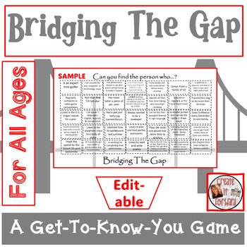 Preview of "Bridging The Gap" A Get-To-Know-You Group Game/Activity