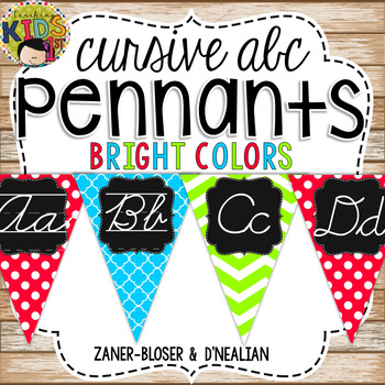 Preview of {Bright Colors} Cursive Alphabet Pennant Banner