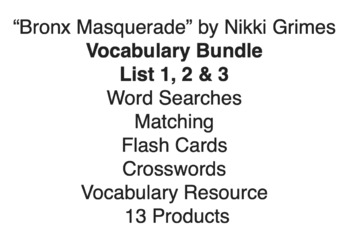 Preview of “Bronx Masquerade” ﻿by Nikki Grimes  Vocabulary Bundle