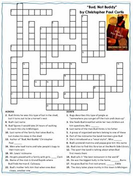 Bud Not Buddy Crossword Puzzle Word Search Combo TPT