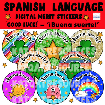 Preview of ¡Buena suerte! - Good Luck - Spanish - Digital Stickers