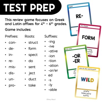 Greek & Latin Roots Card Game "Build A Word" Prefixes, Root Words