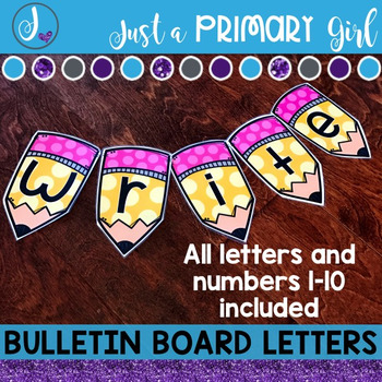 Preview of Bulletin Board Letters: Yellow Pencil